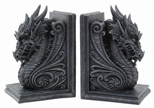 Dragon Guardians Bookend Set Office Pair Decorative Ornate Sculptural
